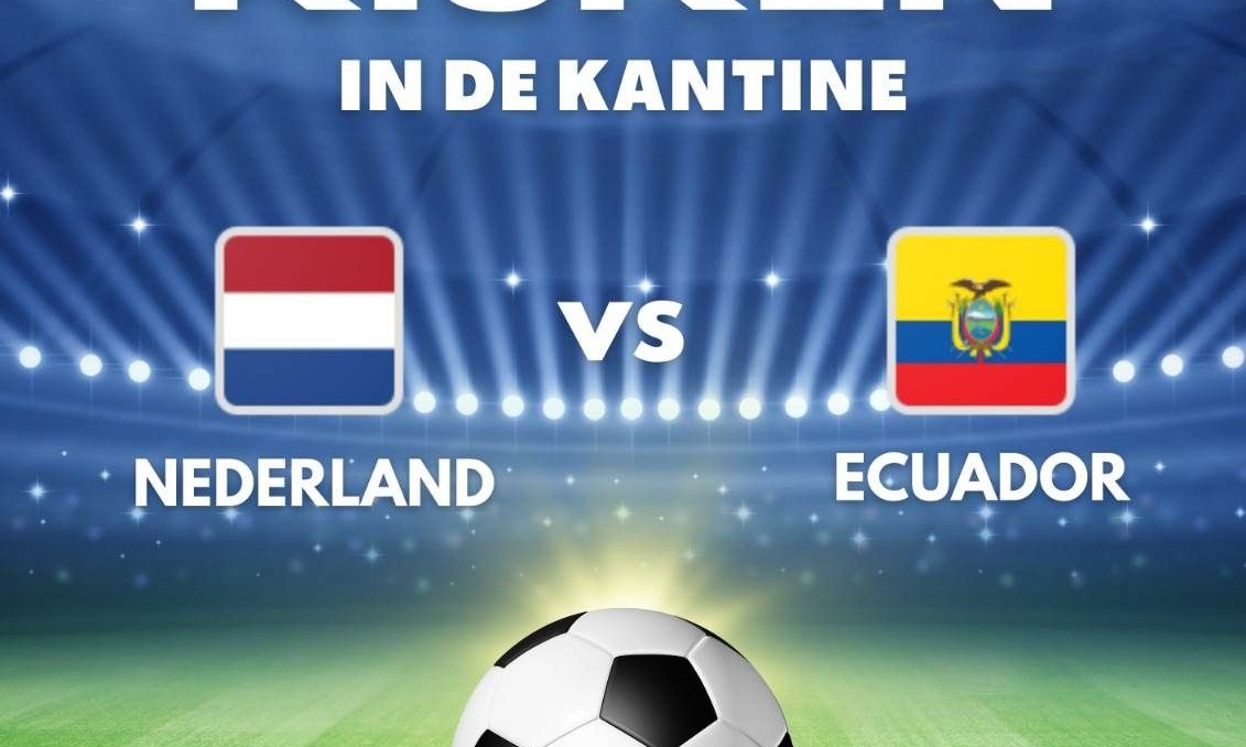 Kom gezellig in de kantine de 2e wedstrijd van het Nederlands elftal kijken. Kantine om 16.00 uur op
